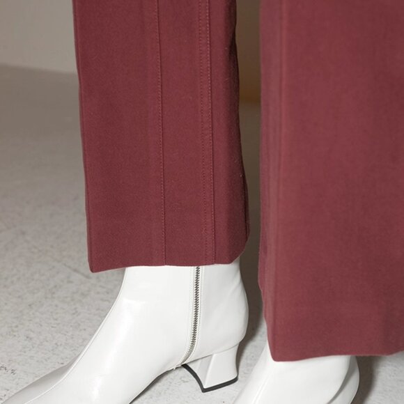 CHICJOC Burgundy Tailored Cotton Pants – Size 38 - Picture 12 of 16